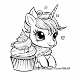 Unicorn Birthday Cupcake Coloring Pages 1