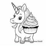 Unicorn Birthday Cupcake Coloring Pages 2