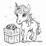 Unicorn Birthday Gift Box Coloring Pages 1