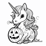 Unicorn Carving Pumpkin Halloween Coloring Pages 2