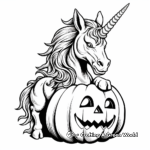 Unicorn Carving Pumpkin Halloween Coloring Pages 4
