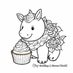 Unicorn Cupcake Party Scene Coloring Pages 4