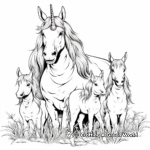Unicorn Family Coloring Pages: Male, Female, and Young Unicorns 1