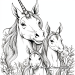Unicorn Family Coloring Pages: Male, Female, and Young Unicorns 4
