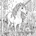 Unicorn in a Magical Forest Coloring Pages 1