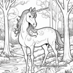 Unicorn in a Magical Forest Coloring Pages 2