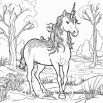 Unicorn in a Magical Forest Coloring Pages 3