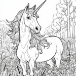 Unicorn in a Magical Forest Coloring Pages 4