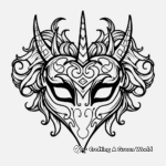Unicorn Mask with Heart Details Coloring Pages 4