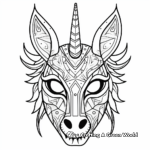 Unicorn Mask with Stars Coloring Pages 1