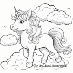 Unicorn Meeting a Rainbow Cloud Coloring Pages 1