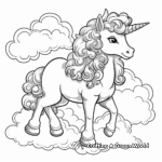 Unicorn Meeting a Rainbow Cloud Coloring Pages 2