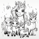 Unicorn Panda Family Coloring Pages: Parents and Cubs 1