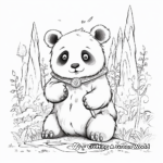 Unicorn Panda in its Magical Forest: Scenery Coloring Pages 1