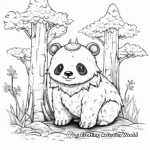 Unicorn Panda in its Magical Forest: Scenery Coloring Pages 3