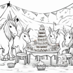 Unicorn Party Coloring Pages for Kids 3