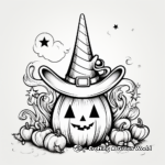 Unicorn Pumpkin with Witch's Hat Coloring Pages 1