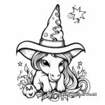 Unicorn Pumpkin with Witch's Hat Coloring Pages 3