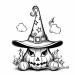 Unicorn Pumpkin with Witch's Hat Coloring Pages 4