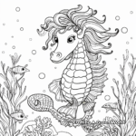 Unicorn Seahorse and Rainbow Coloring Pages 3