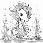 Unicorn Seahorse with Sparkles Coloring Pages 2