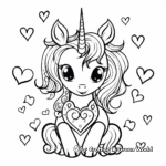 Unicorn with Hearts: Love-Themed Coloring Pages 2
