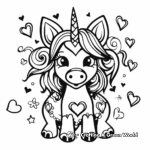 Unicorn with Hearts: Love-Themed Coloring Pages 4