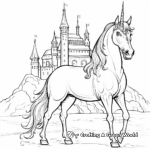 Unicorn with Majestic Castle Background Coloring Page 4