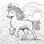 Unicorn with Rainbows and Clouds Coloring Page 1
