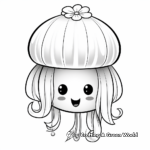 Unique Flower Hat Jellyfish Coloring Page 2