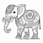 Unique Patterned Henna Elephant Coloring Pages 1