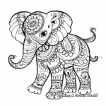 Unique Patterned Henna Elephant Coloring Pages 2