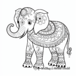 Unique Patterned Henna Elephant Coloring Pages 4
