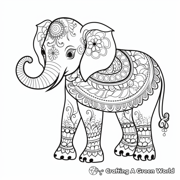 Henna Elephant Coloring Pages - Free &amp; Printable!