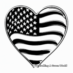 USA Heart Shaped Flag Coloring Pages 1