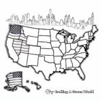 USA Map Memorial Day Coloring Page for Children 2