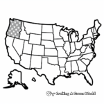 USA Map Memorial Day Coloring Page for Children 3