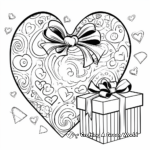 Valentine Heart Gift Box Coloring Pages 4