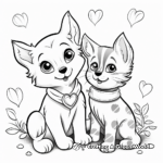 Valentine's Day Puppy and Kitten Coloring Pages 4