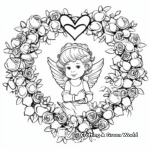 Valentine's Day Wreath Coloring Pages with Hearts and Cupids 2
