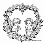 Valentine's Day Wreath Coloring Pages with Hearts and Cupids 3