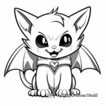Vampire Cat Halloween Coloring Page 1