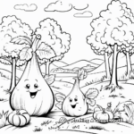 Vegetables in the Wild: Forest-Scene Coloring Pages 1