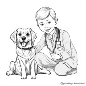 Veterinary Doctor in Action Coloring Pages 4