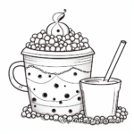 Vibrant Bubble Tea and Friends Coloring Pages: Teacup, Teapot, and Pearls 3