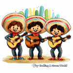 Vibrant Mariachi Band Coloring Pages 2
