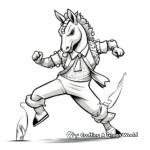Vibrant Tap Dancing Unicorn Coloring Pages 4