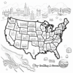Vibrant USA Map Coloring Pages for Children 2