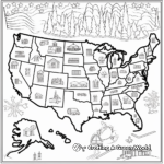 Vibrant USA Map Coloring Pages for Children 3