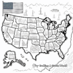Vibrant USA Map Coloring Pages for Children 4